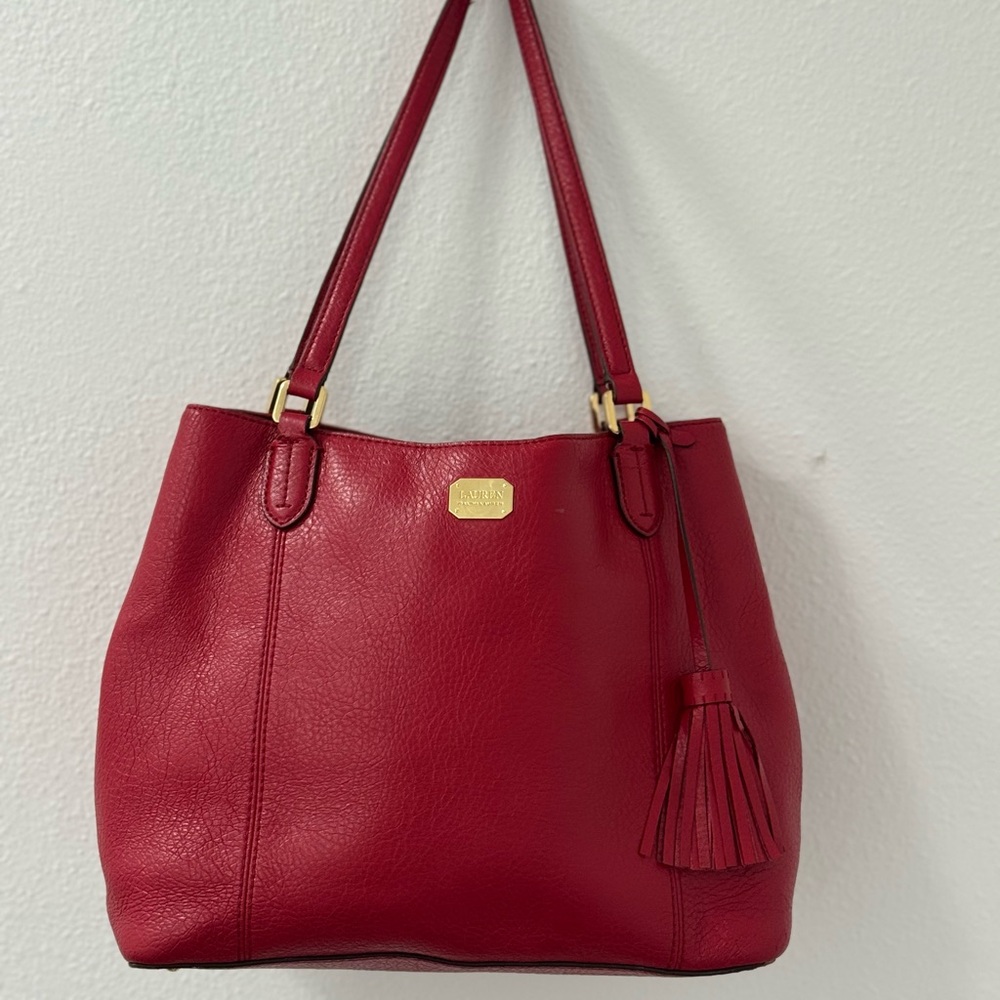 Ralph Lauren Red Leather Shoulder Bag
